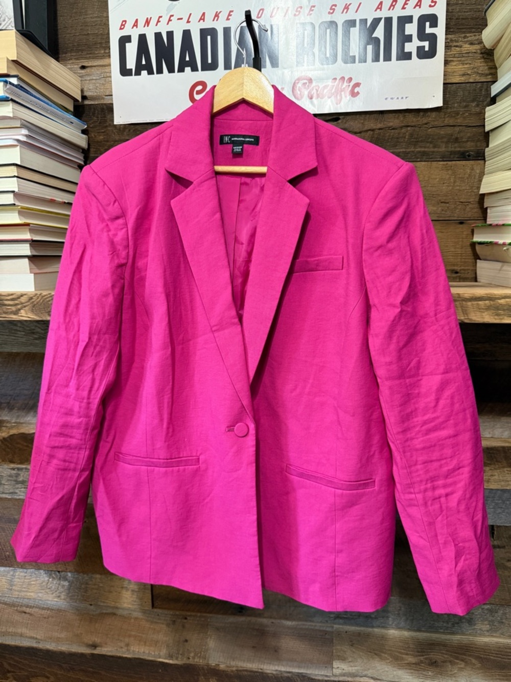 INC International Concepts Bright Pink Single-Button Blazer
